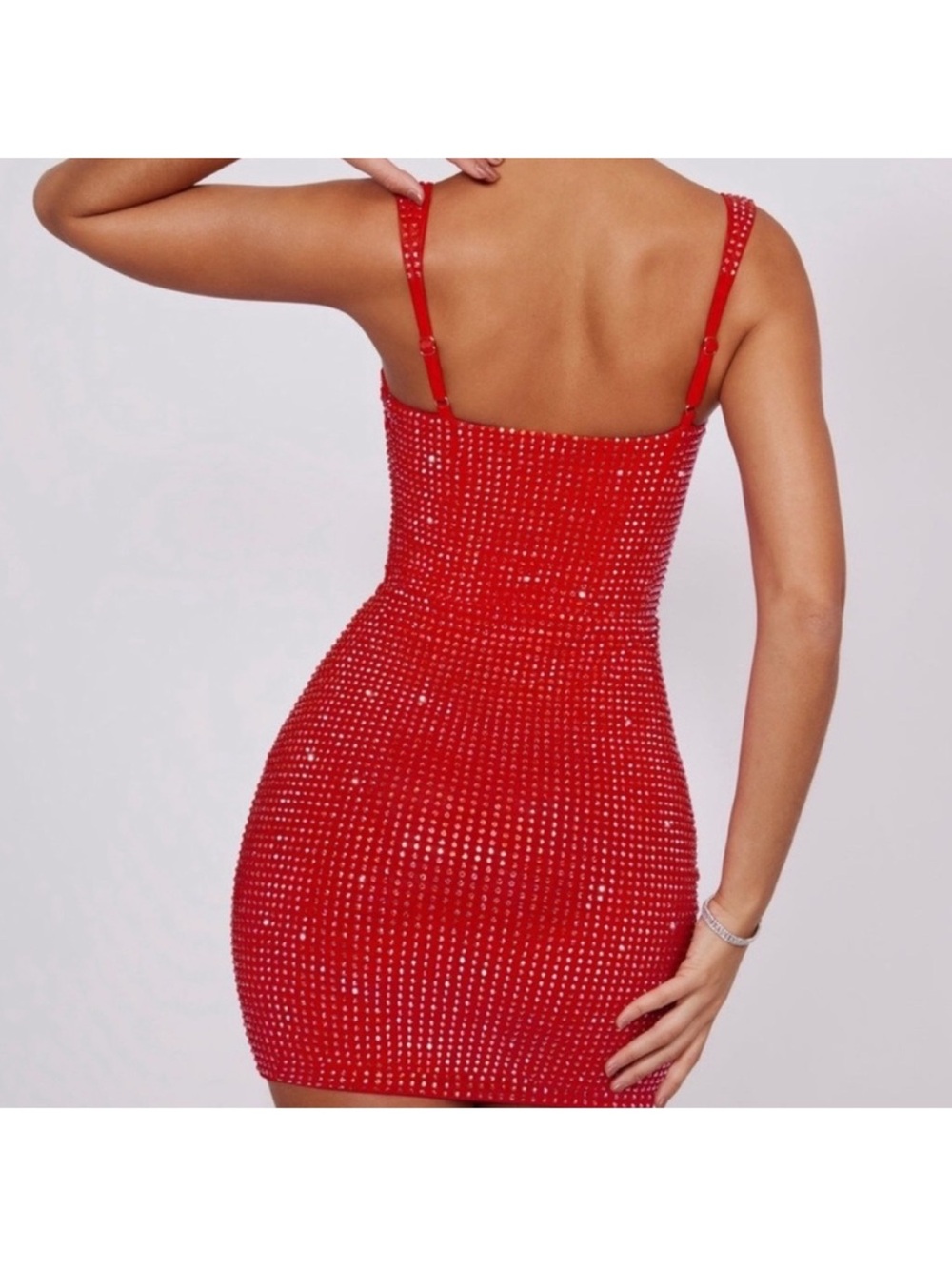 Oh Polly Ines Mini Dress in Red with once size 10 - Picture 2 of 6